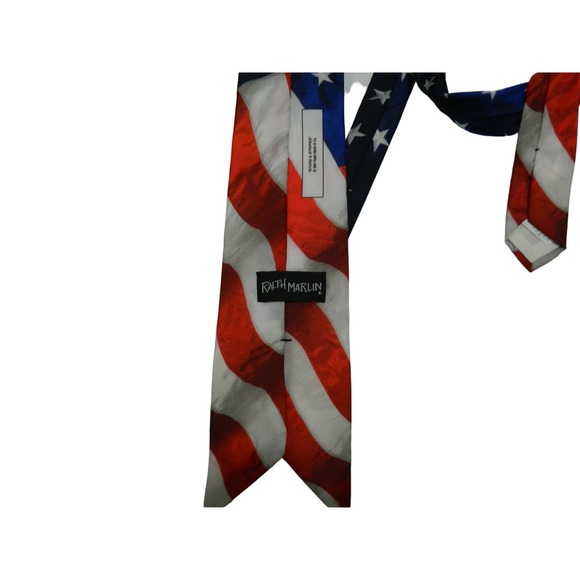 Ralph Marlin Men's Necktie Tie Silk  "Stars & Stripes" American Flag Patriotic - Picture 4 of 6